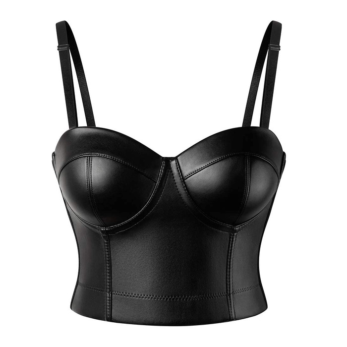 Топ SLIMBELLE з ефектом шкіри, чорний, без бретелек, корсетний, з пуш-ап ефектом (XXL)