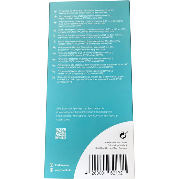 Анатомічна вакуумна помпа для чоловіків FRÖHLE PP022 XXL - 1 шт.