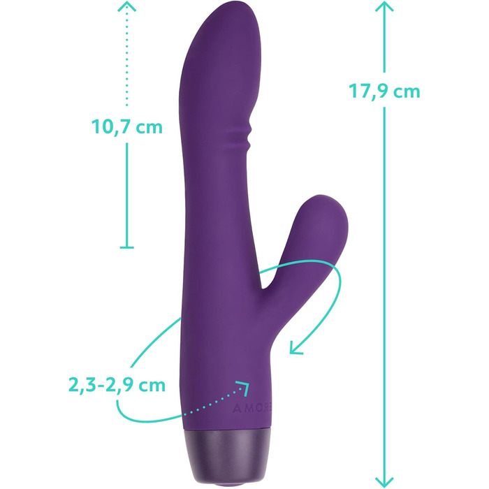 Вібратор AMORELIE Joy – Кролик для жінок | Водостійкий, перезаряджуваний, силікон, ABS, фіолетовий