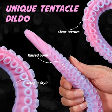 Силіконовий дилдо-октопус Alla Platinum 65см з підсвічуванням (рожевий) з присосками для жінок та чоловіків, іграшка для анального сексу, Cthulhu