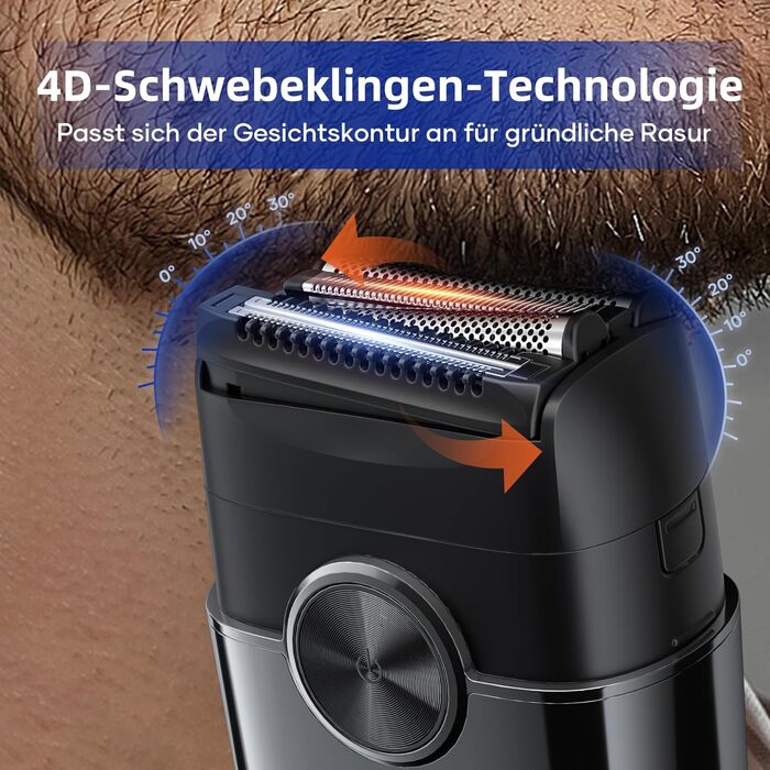 Електробритва для чоловіків Kensen Mini 4D Foil Shaver, водонепроникна портативна бритва для обличчя та бороди, USB-C зарядка, для подорожей