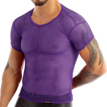 Чоловіча футболка з сітки для клубу, мереживна, прозора, дихаюча. Стильна футболка для танців, біла.