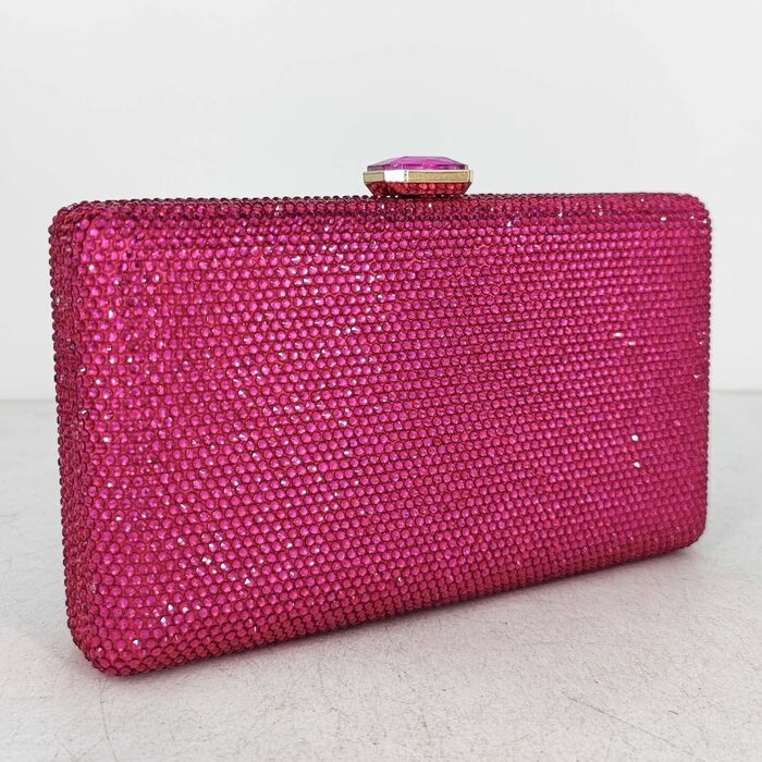 Жіночий вечірній клатч Boutique De FGG з кристалами та стразами для весіль та вечірок, міні-сумка для нареченої, колір фуксія