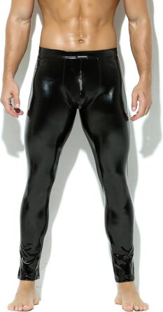Чоловічі шкіряні лосини Bodywear4you з ефектом лак-латексу, облягаючі штани Meggings, чорні
