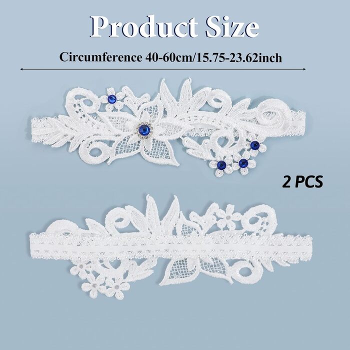 Елегантні мереживні стрічки для нареченої на весілля JiEYAO (2 шт.) з камінням, блакитні, аксесуари для весілля, подарунок для дружки нареченої
