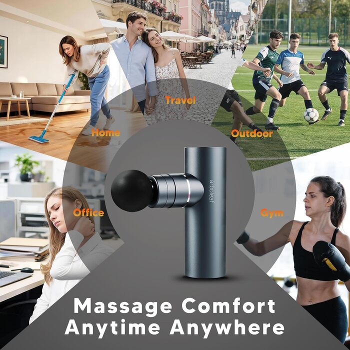 Міні-перкусійний масажер Arboleaf Massage Gun з функцією підігріву, 5 рівнів інтенсивності, 3200 об/хв, синій