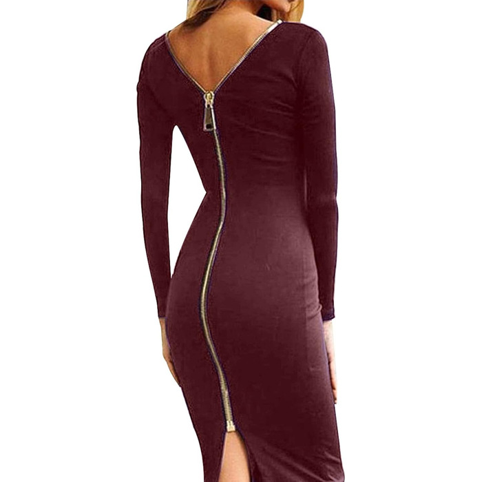 Сукня YMING для жінок: сексуальна, з відкритим спиною, на блискавці, облягаюча, без рукавів, міді (XXL, Бордовий)