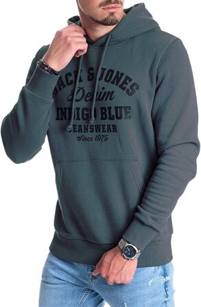 Чоловіче худі з капюшоном Jack & Jones Logo edona age Mika 4, темно-сіре (S)