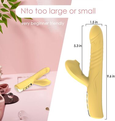 Вібратор JFRong 3-в-1 для жінок: G-точка, клітора та анус. 8 режимів, 5 режимів вакууму, тихий силіконовий масажер для дорослих. Колір: жовтий