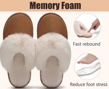 Зимові домашні капці Misolin для жінок та чоловіків з ефектом пам'яті (Memory Foam), м'які плюшеві та протиковзкі, темно-коричневі (розмір 40.5/42 EU)
