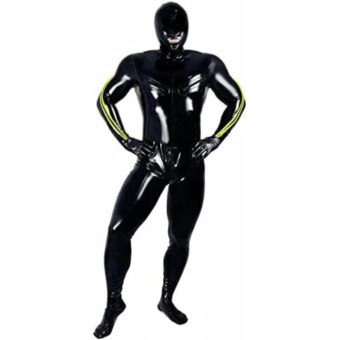 Комбінезон спортивний чоловічий з латексу, чорний, для косплею та фітнесу, 0.4 мм, регульований