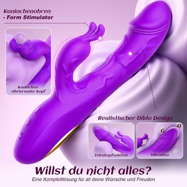 Вібратор для жінок Гобокен: кролик з 10 режимами вібрації, G-точка, кліторальний та анальний вібратор, для пар та індивідуального використання