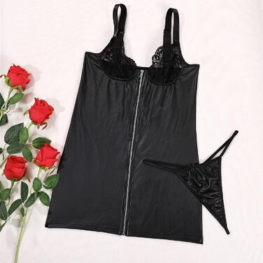 Боді з екошкіри жіноче сексуальне облягаюче чорне Leder Bodysuit XL