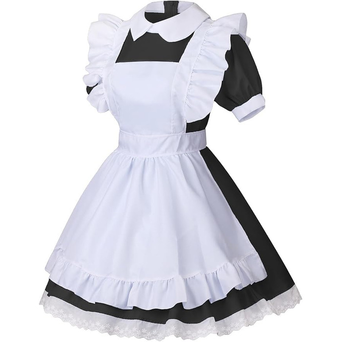Костюм горничної MaxToonrain: Французьке плаття в стилі аніме Лоліта, костюм для жінок та дівчат (Чорний-Аліс, 6 шт., L)
