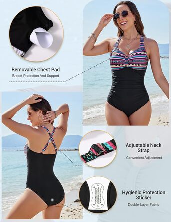 Чоловічий купальник Nadeer Badeanzug: одноцільний, висока талія, Push Up, V-подібний виріз, спортивні смуги, чорний, XL