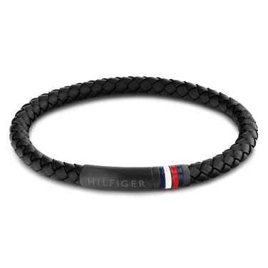 Чоловічий шкіряний браслет Tommy Hilfiger чорного кольору, модель 2790403