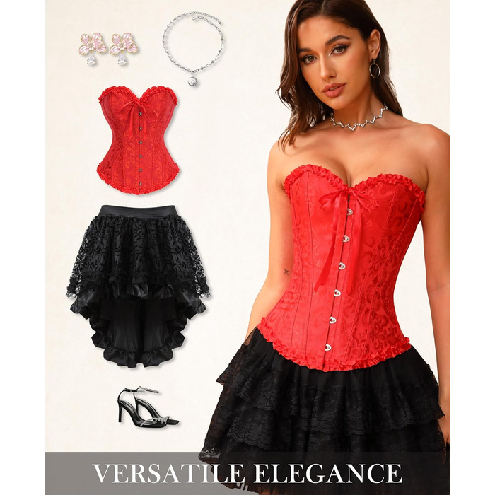 Корсет Vrapo для жінок - бюст-корсет, шнурівка, талія, спідня білизна, червоний, XS